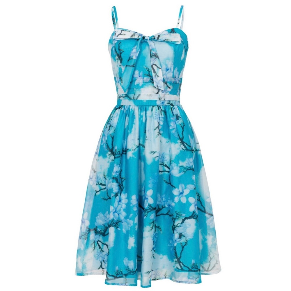 💙☁️Clara Flare Dress with Bow Tie Blue☁️💙